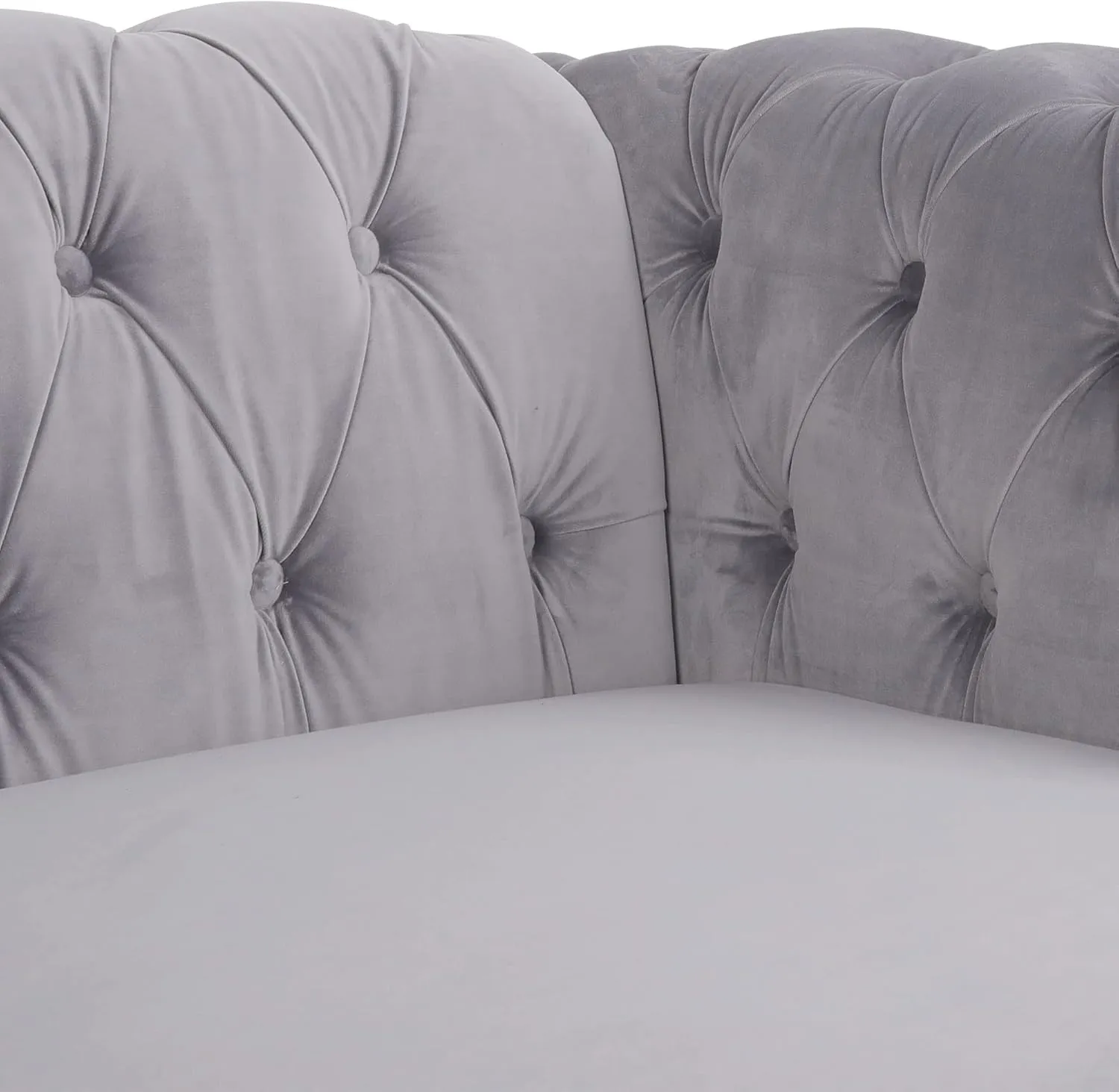 RARZOE 2 Pieces Living Room Furniture - Grey Chesterfield Style Sofa Set with Nailhead Trim Scroll Arms, Includes 1 Accent Club Chair and 1 Loveseat