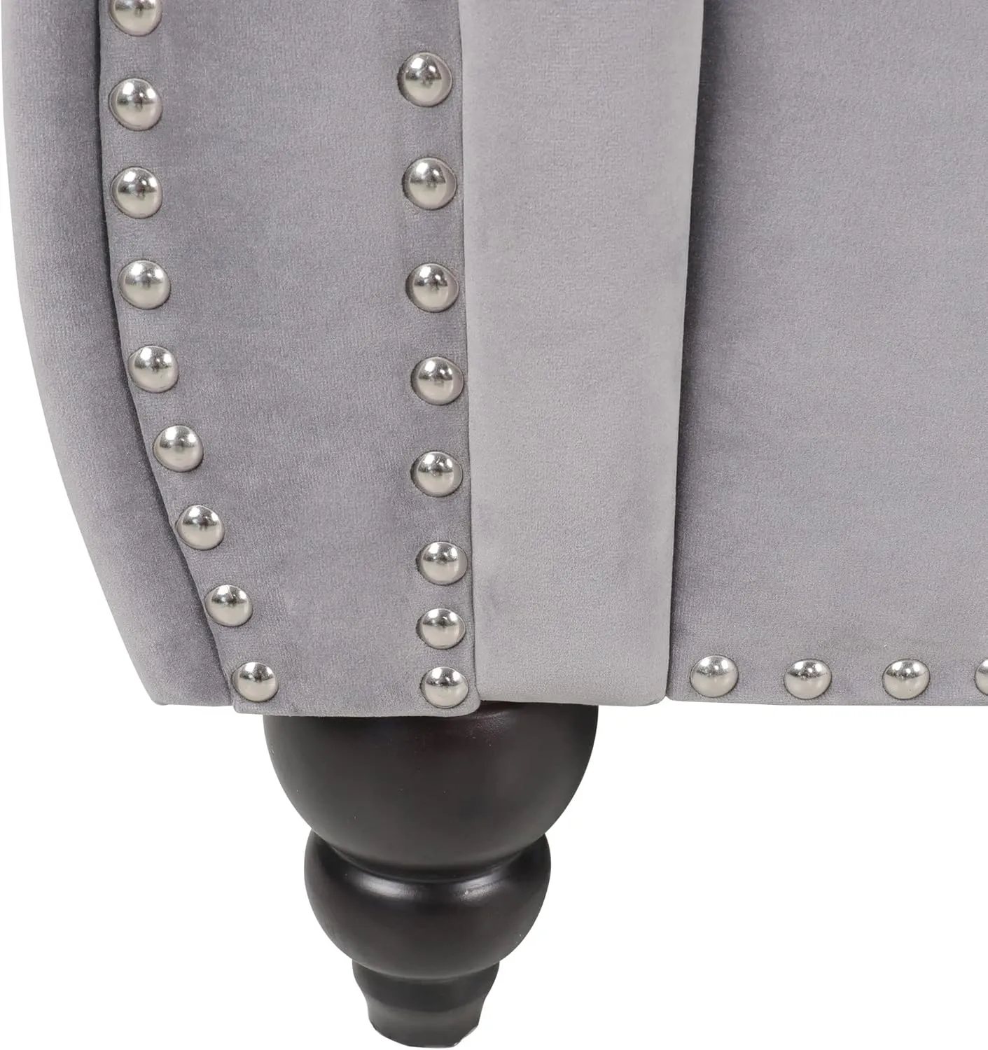 RARZOE 2 Pieces Living Room Furniture - Grey Chesterfield Style Sofa Set with Nailhead Trim Scroll Arms, Includes 1 Accent Club Chair and 1 Loveseat