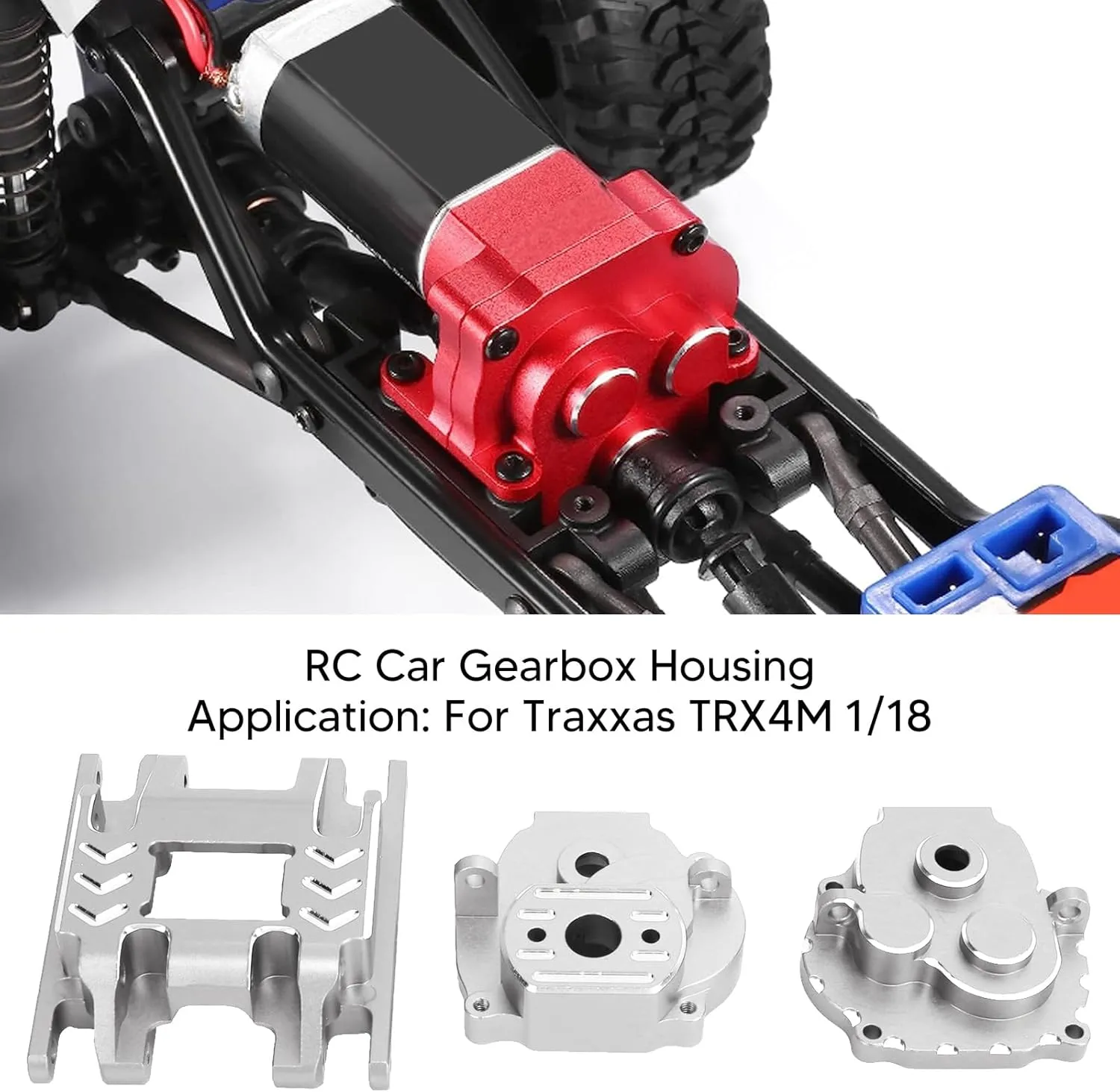 RC Aluminum Drivetrain Housing Set – Power Module for TRX4M 1/18 RC Crawlers, CNC Aluminum Alloy Upgrade Kit (20 Screws Included) (Silver)