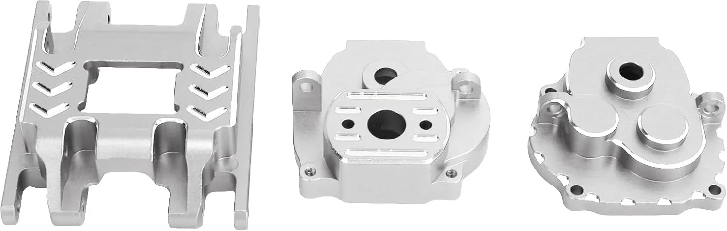 RC Aluminum Drivetrain Housing Set – Power Module for TRX4M 1/18 RC Crawlers, CNC Aluminum Alloy Upgrade Kit (20 Screws Included) (Silver)