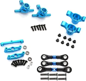 RC Metal TT-02 Front and Rear Steering Cup Steering Group and Steering Link Rod Set for Tamiya TT02 1/10 On Road Touring Rally Racing Car Upgrade Parts (Blue)