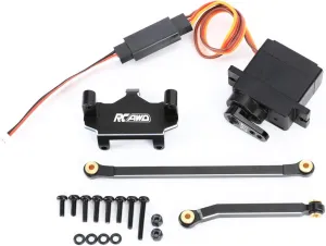 RCAWD Optional Aluminum SOA Conversion Set with 1KG Full Metal Gear Servo for CR18P Rock Van CR18P Trail Hunter CR18P Rock Van EVO CR18P EVO Harvest CR18P EVO Trail Hunter Parts Black