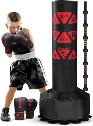 RDX Kids Freestanding Punching Bag with Gloves & Cover, 4FT Heavy Duty Junior RONIN Target Pedestal Bag Set Suction Cup Stand Base Free Standing Kickboxing MMA Boxing Muay Thai Karate Home Gym Workout