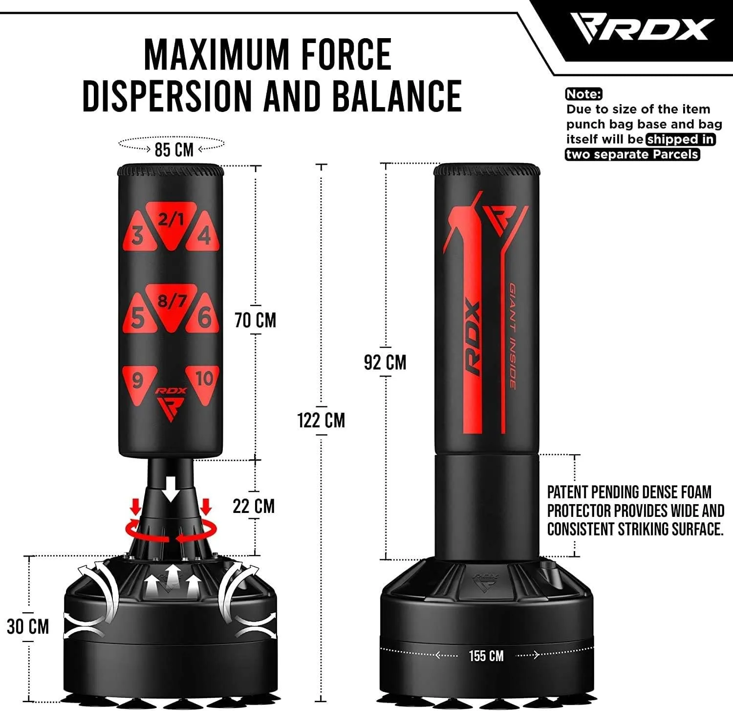 RDX Kids Freestanding Punching Bag with Gloves & Cover, 4FT Heavy Duty Junior RONIN Target Pedestal Bag Set Suction Cup Stand Base Free Standing Kickboxing MMA Boxing Muay Thai Karate Home Gym Workout