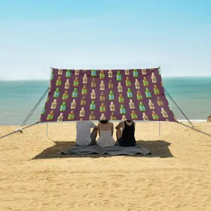 Realistic 3D Glass Beer Bottles Beach Canopy Tent Anti-UV & Wind Resistant, Camping Sun Shelter Easy Setup Portable,Outdoor Shade Tents with Sandbags,Sand Shovels,Ground Pegs & Stability Poles