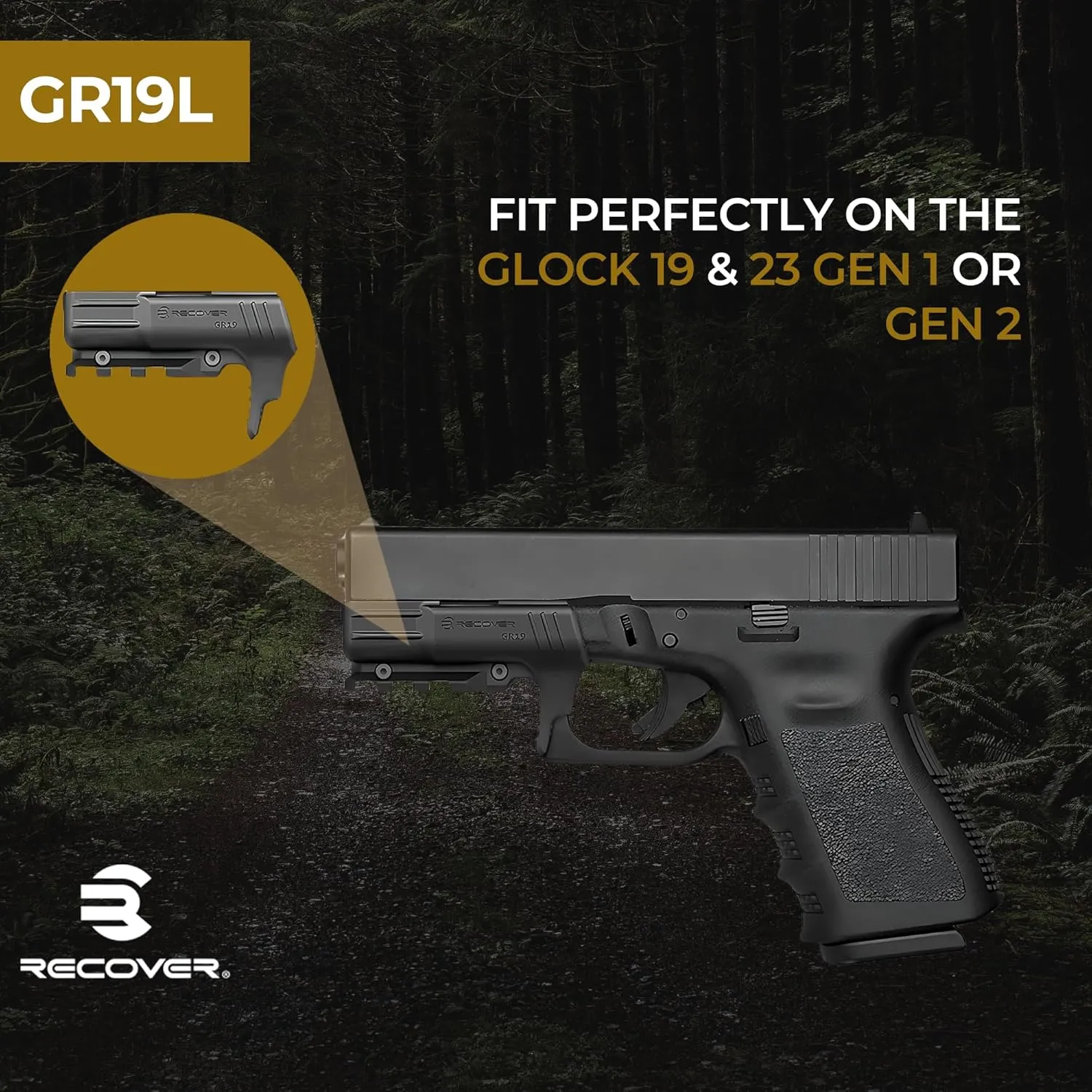 Recover Tactical Picatinny Rail for Glock, Glock MOS, S&W Shield 9mm, SW40, Sig P365 (Must Select Your Model Below), Easy Install, No Mods Required