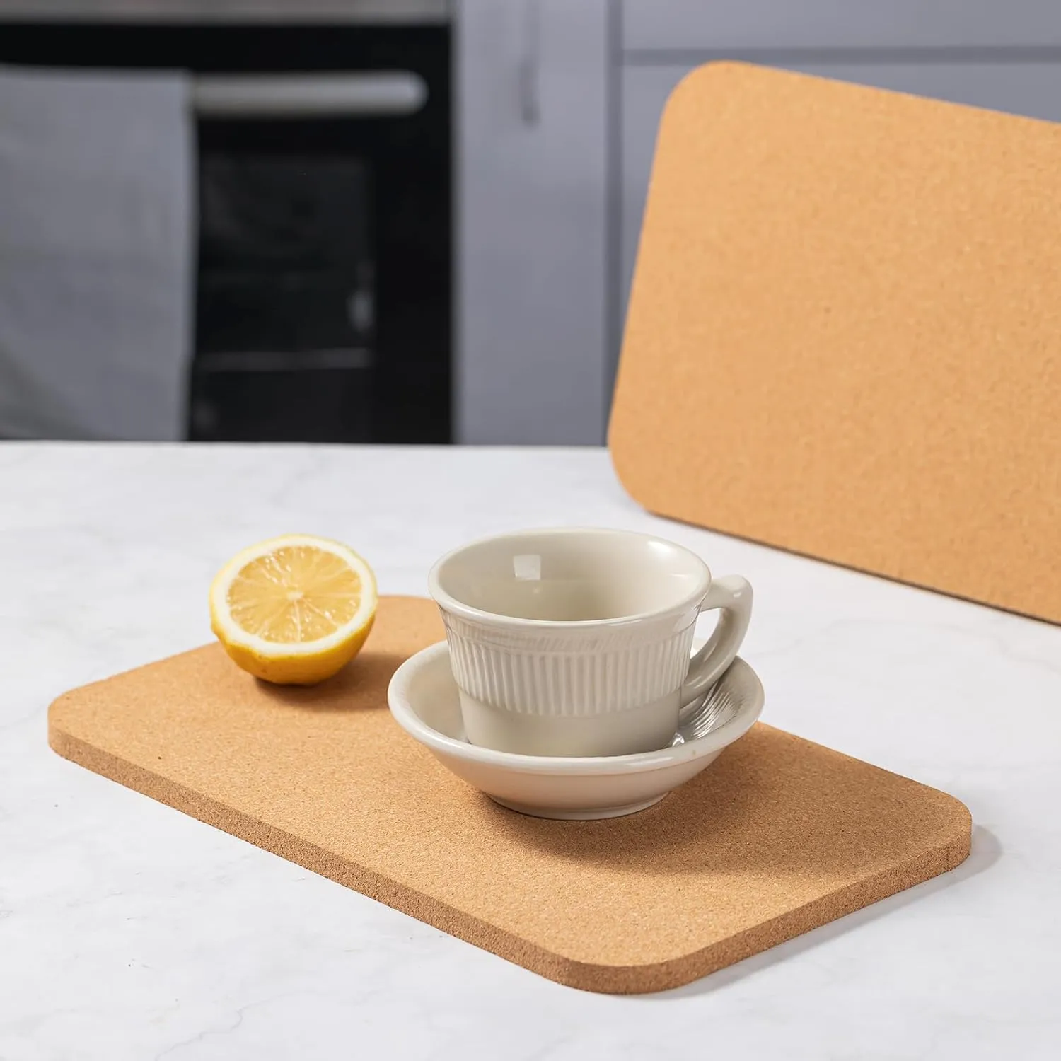 Rectangle Cork Trivets Set - 4 Pack, 12" x 7" x 0.4" Thick, Heat-Resistant Cork Hot Pads for Countertop, Table, and Kitchen, Perfect for Hot Pots and Pans