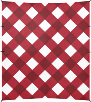 Red Pure White Checkered Plaid Foldable Beach Tent UPF50  Protection Water-Resistant Sun Shelter Includes Sand Shovel, Sandbags, Stability Poles for Backyard, Grassland, Park