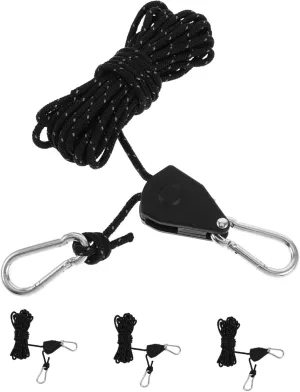 Reflective Tent Rope with Pulley Tensioner Bundles of Windproof Guyline for Secure Camping Hiking and