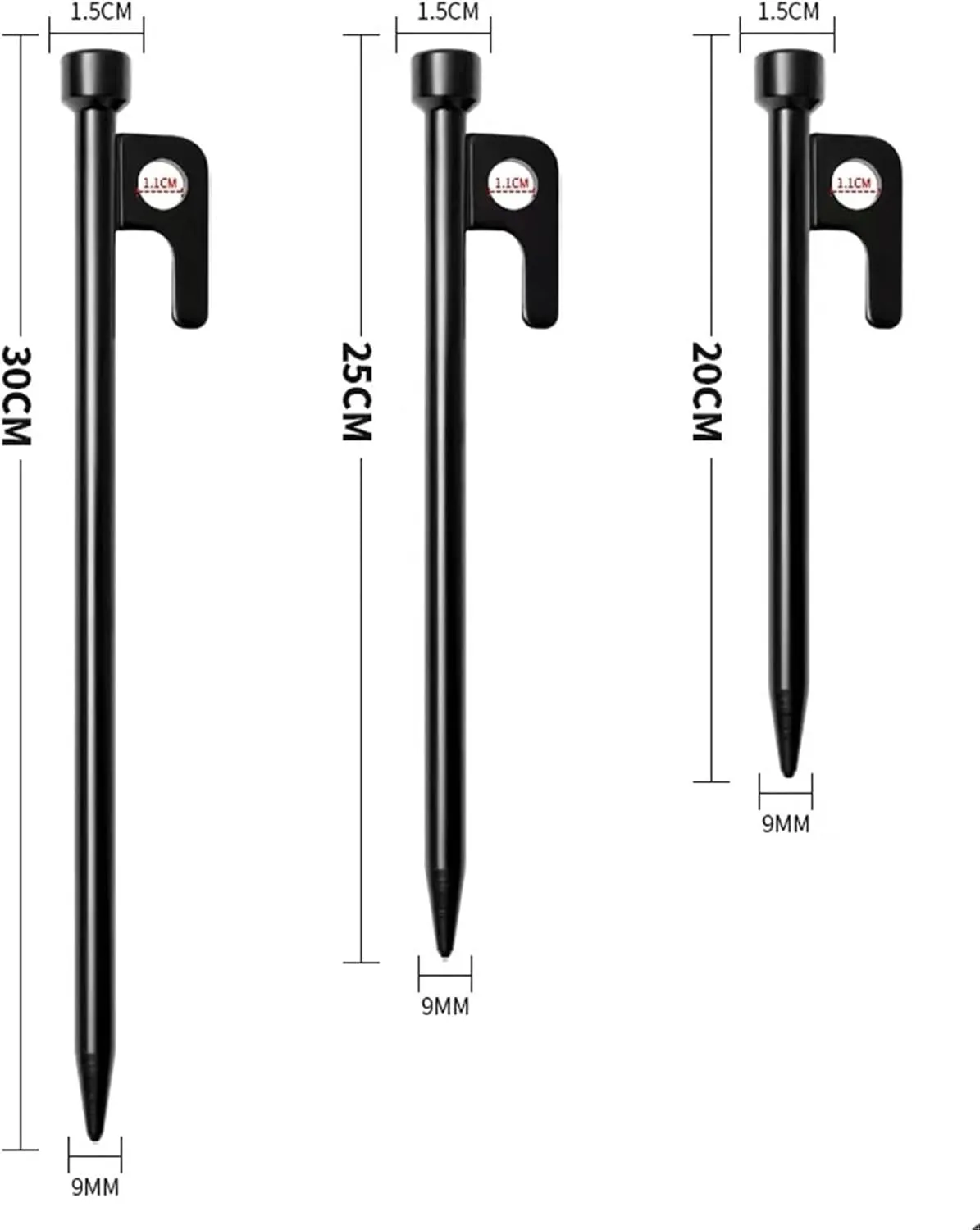 Reinforced Outdoor Tent Ground Pegs - Windproof Canopy Fixing Stakes for Camping, Beach & More(Six,25cm)