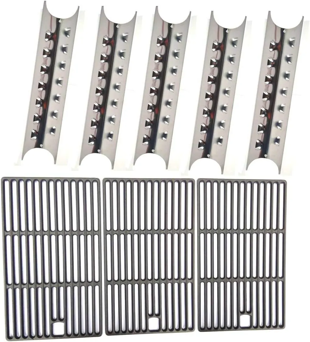 Replacement Kit for Kenmore 146.16156210, 146.1637110, 148.16156210, Master Forge 3218LT, Kmart & Lowes E3518-LP, L3218 Gas Models Includes 5 Heat Plates & Cast Iron Cooking Grates