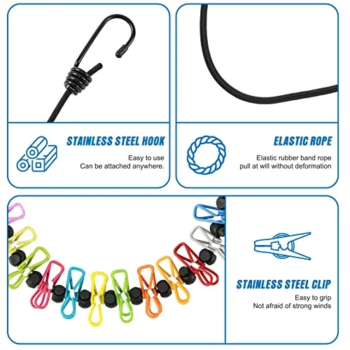 Retractable Portable Clothesline w/ 12 Clothes Clips for Travel