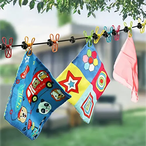 Retractable Portable Clothesline w/ 12 Clothes Clips for Travel