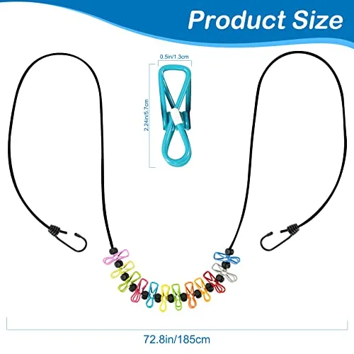 Retractable Portable Clothesline w/ 12 Clothes Clips for Travel