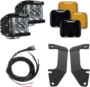 RIGID INDUSTRIES – A-Pillar Light Kit, Fits the 2014 – 2020 Toyota Tundra (2 A-Pillar Mounting Brackets, 2 D-SS PRO Series Flood Lights, 2 Black Light Covers, 2 Amber Light Covers, 1 Wiring Harness)
