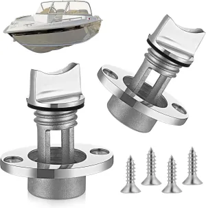 Ripeng Boat Drain Plug Stainless Steel Marine Drain Plug Oval Garboard Transom Boat Plug Kit with Waterproof Seal Ring for 1 Inch Hole, Thread for 3/4 Inch (2, Black)