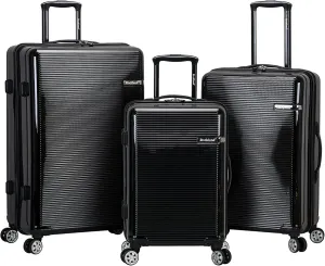 Rockland Horizon Hardside Expandable Spinner Wheel Luggage, Black, 3-Piece Set (20/24/28)