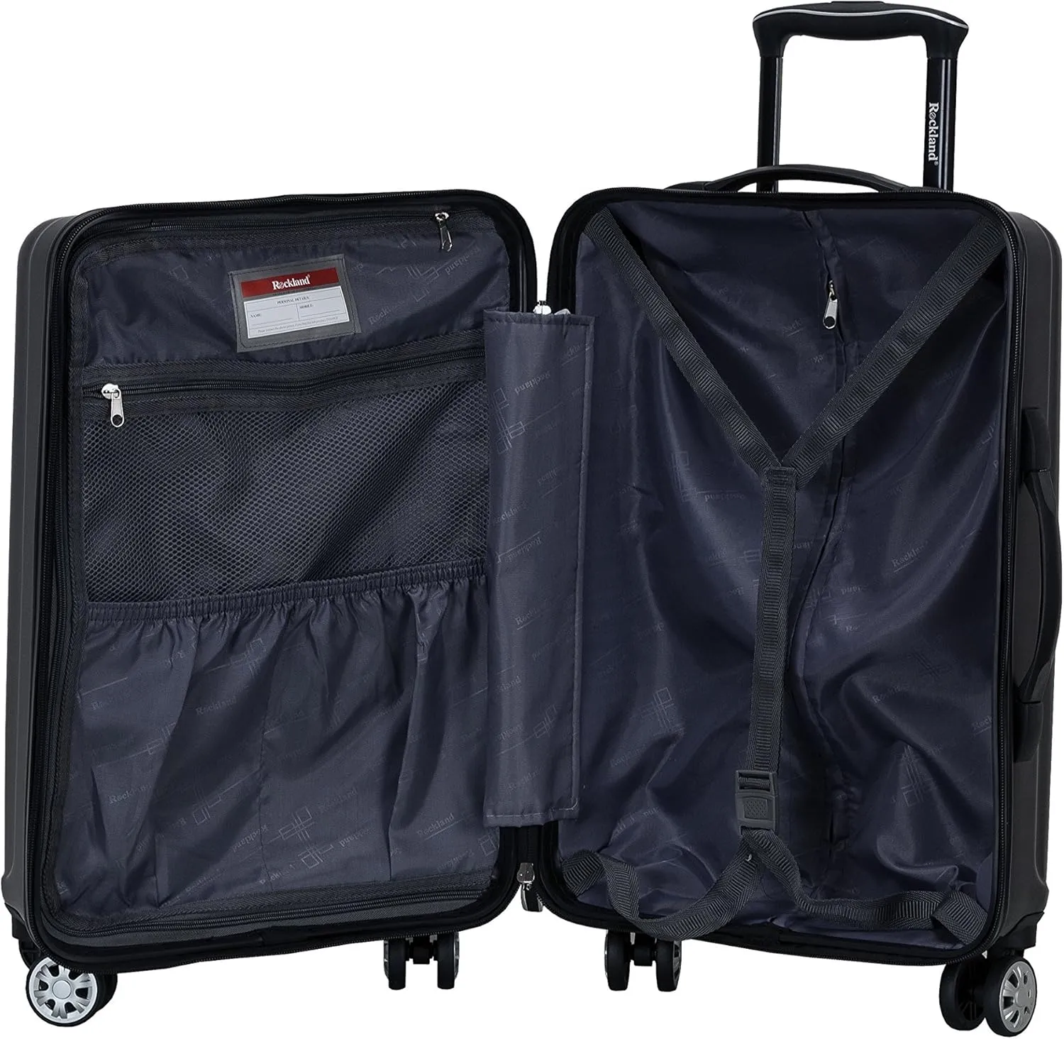 Rockland Horizon Hardside Expandable Spinner Wheel Luggage, Black, 3-Piece Set (20/24/28)