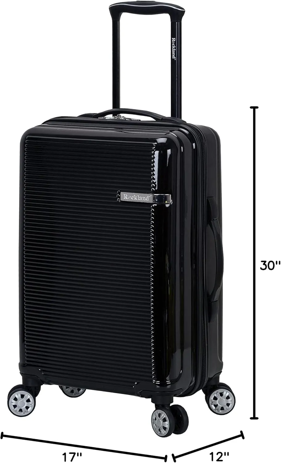 Rockland Horizon Hardside Expandable Spinner Wheel Luggage, Black, 3-Piece Set (20/24/28)