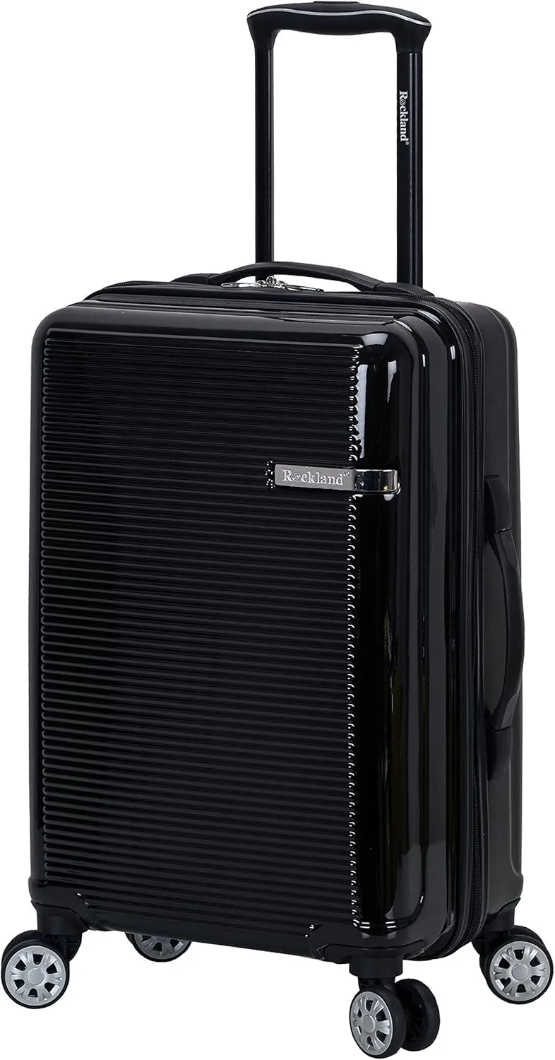 Rockland Horizon Hardside Expandable Spinner Wheel Luggage, Black, 3-Piece Set (20/24/28)