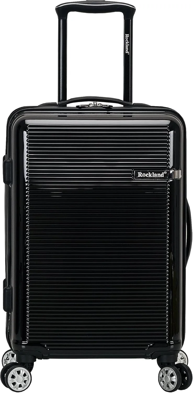 Rockland Horizon Hardside Expandable Spinner Wheel Luggage, Black, 3-Piece Set (20/24/28)