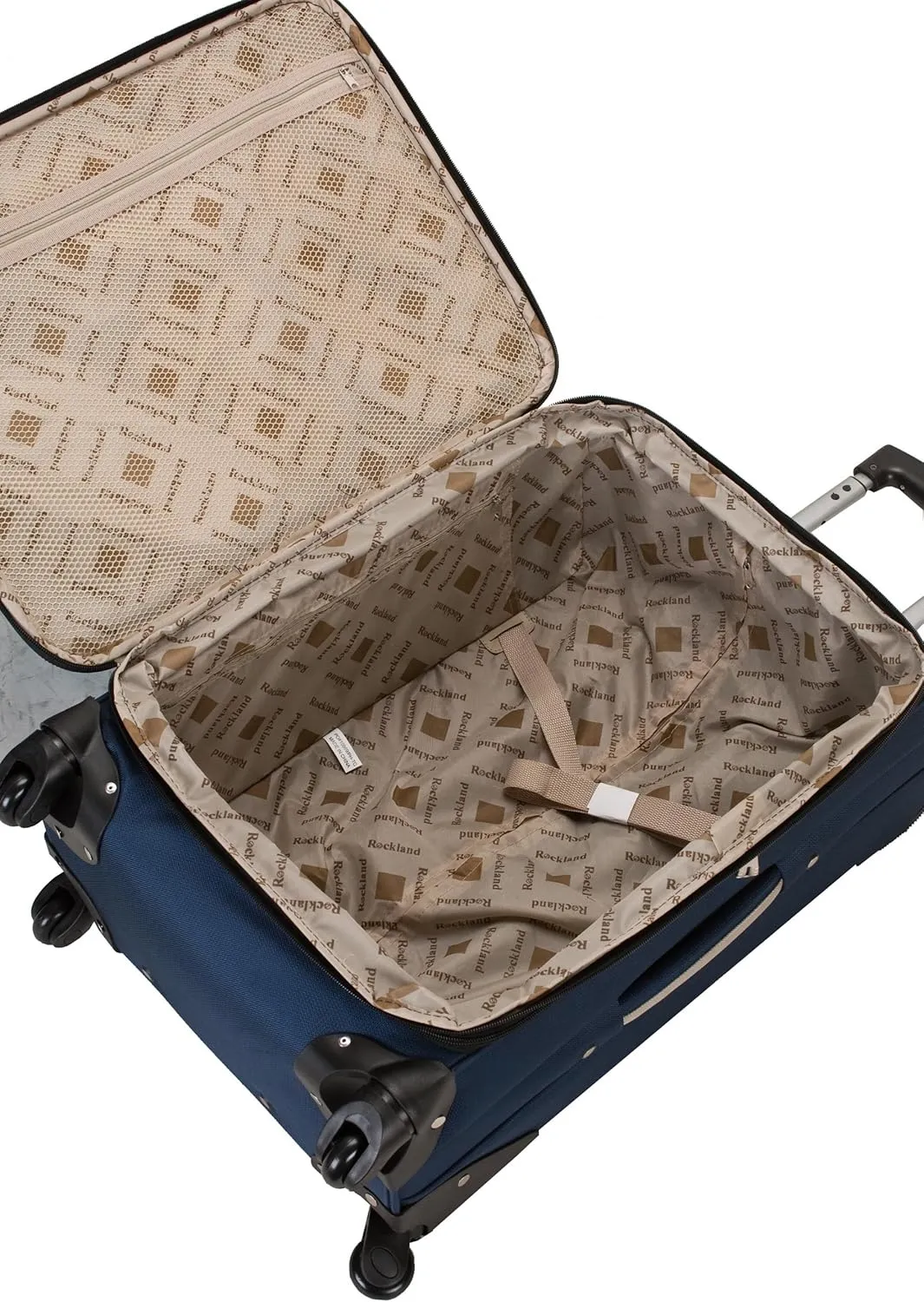 Rockland Impact Softside Spinner Wheel Luggage, Navy, 4-Piece Set (18/22/26/30)