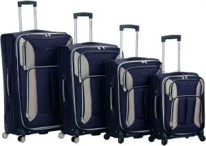 Rockland Impact Softside Spinner Wheel Luggage, Navy, 4-Piece Set (18/22/26/30)