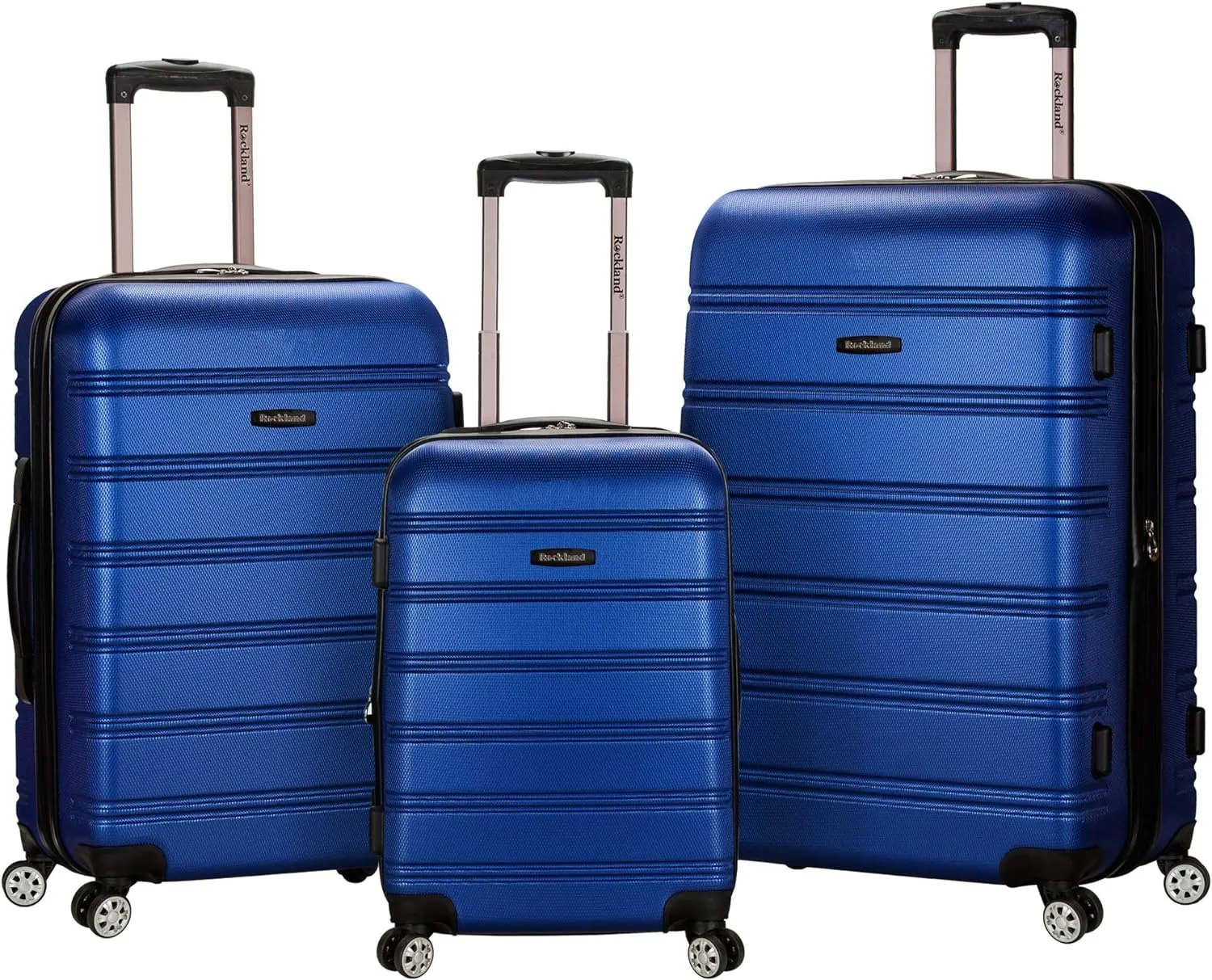 Rockland Melbourne Hardside Expandable Luggage with Spinner Wheels, Blue, 3-Piece Set (20/24/28)