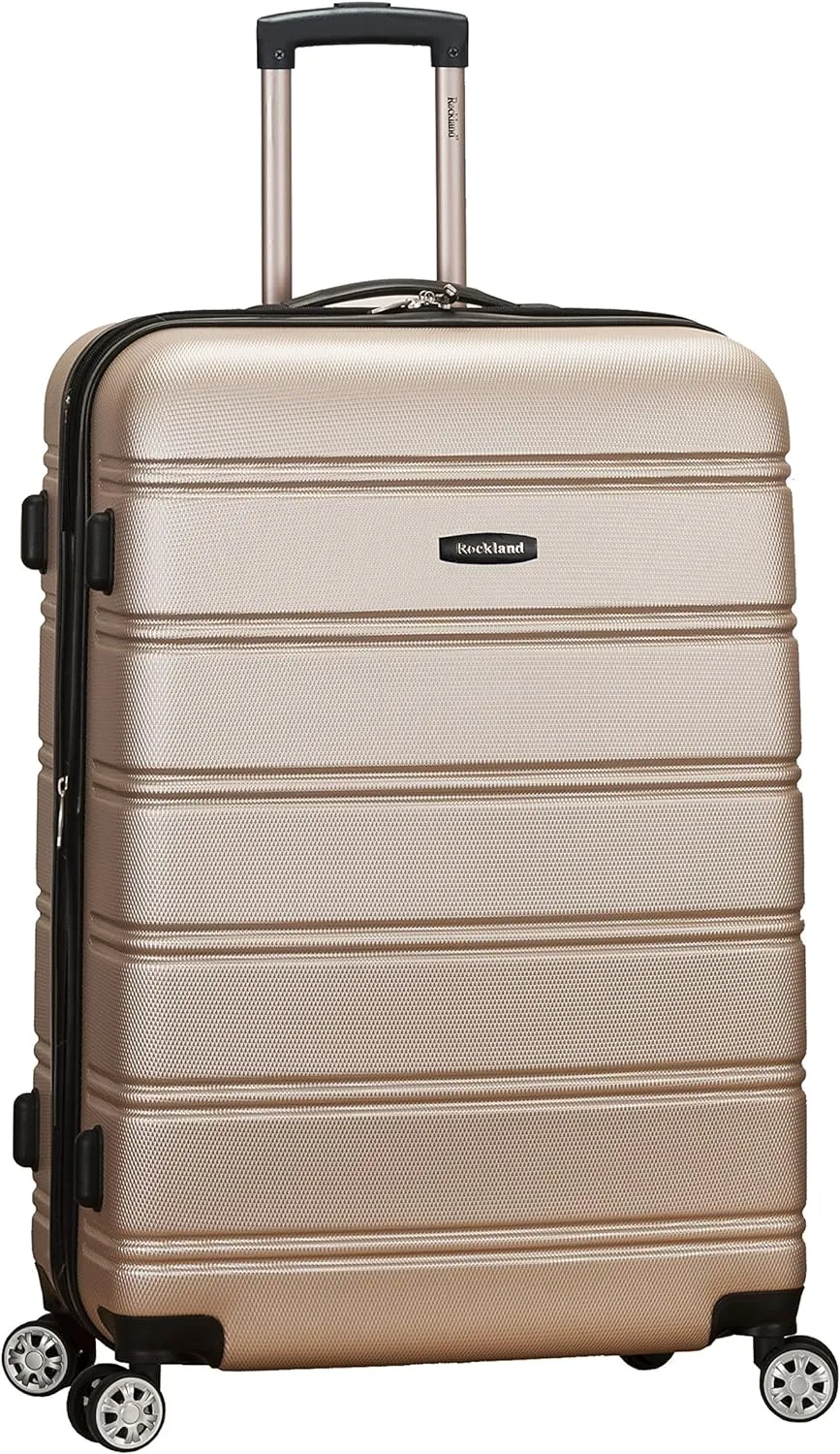Rockland Melbourne Hardside Expandable Luggage with Spinner Wheels, Champagne, Checked Large 28"