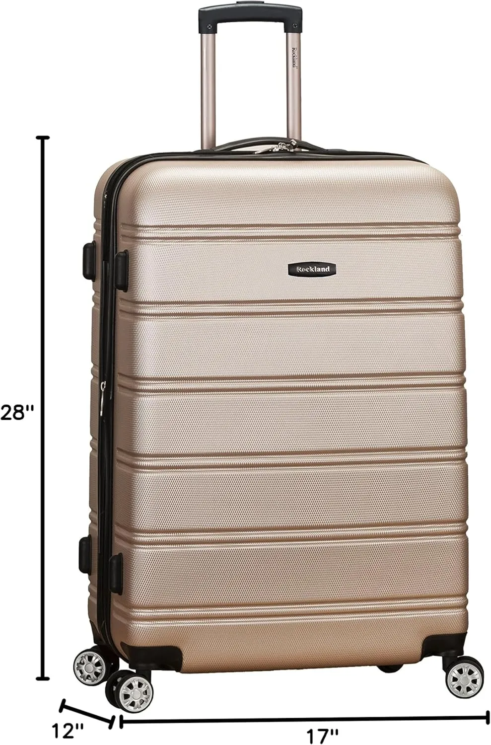 Rockland Melbourne Hardside Expandable Luggage with Spinner Wheels, Champagne, Checked Large 28"
