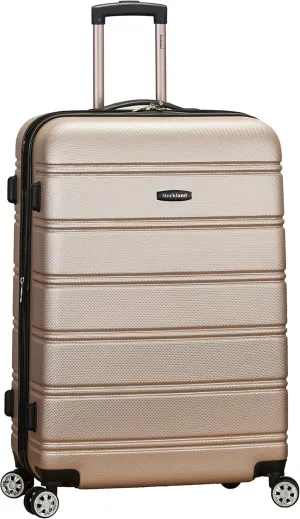 Rockland Melbourne Hardside Expandable Luggage with Spinner Wheels, Champagne, Checked Large 28"