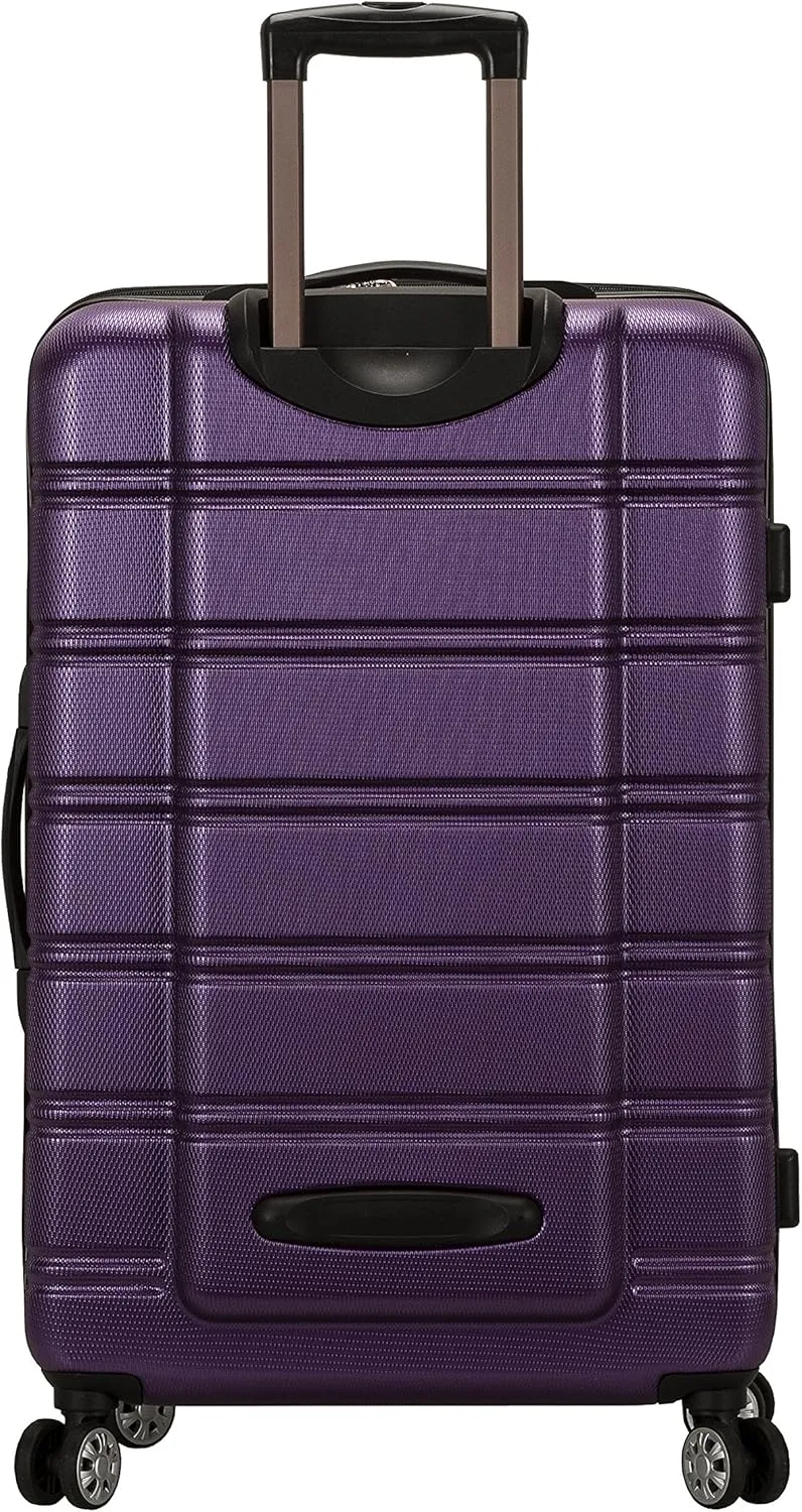 Rockland Melbourne Hardside Expandable Luggage with Spinner Wheels, Purple, Checked Large 28"