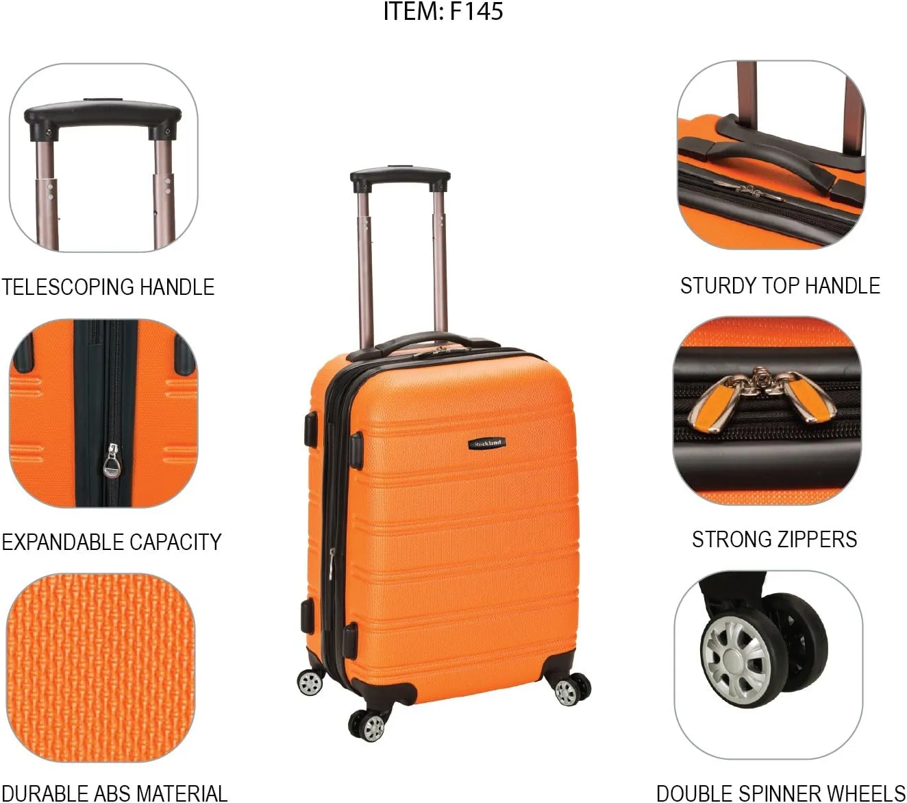 Rockland Melbourne Hardside Expandable Spinner Wheel Luggage, Magenta, Carry-On 20-Inch