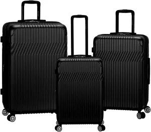 Rockland Pista Hardside Spinner Wheel Luggage, Black, 3-Piece Set (20/24/28)