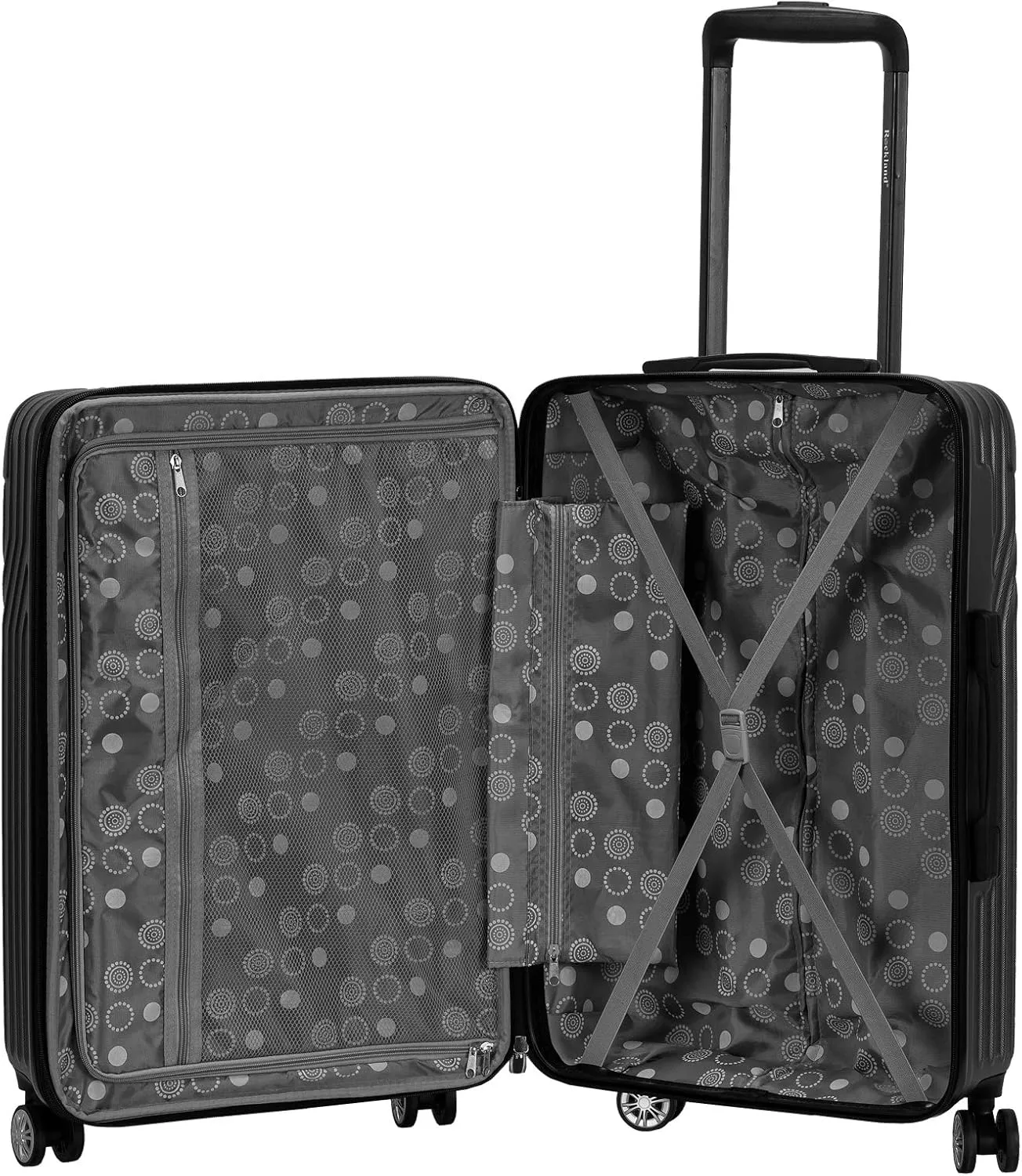Rockland Pista Hardside Spinner Wheel Luggage, Black, 3-Piece Set (20/24/28)