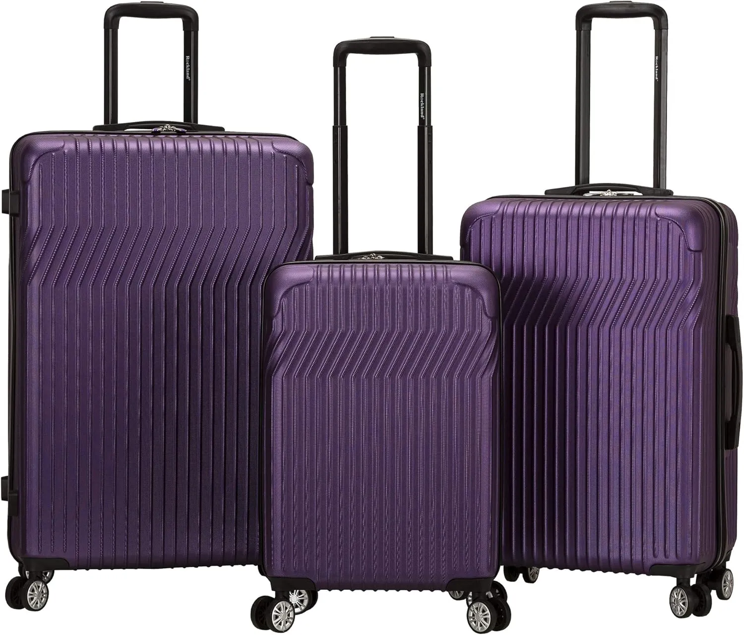 Rockland Pista Hardside Spinner Wheel Luggage, Purple, 3-Piece Set (20/24/28)