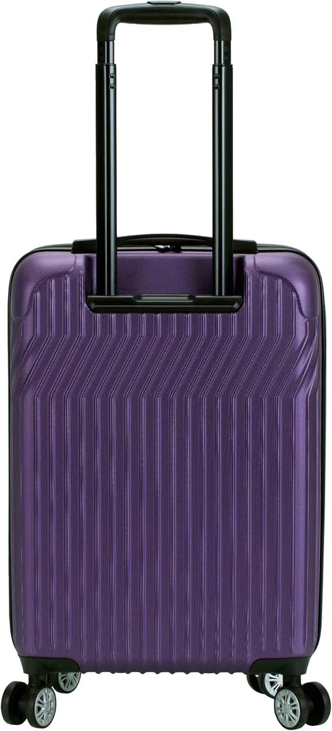 Rockland Pista Hardside Spinner Wheel Luggage, Purple, 3-Piece Set (20/24/28)