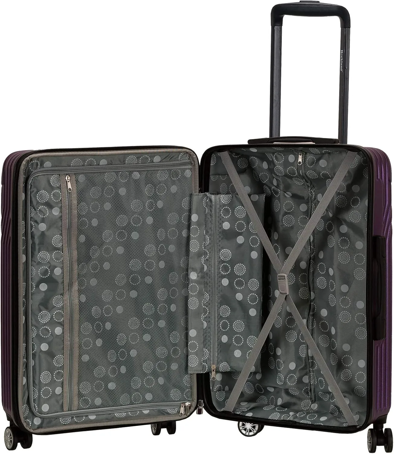 Rockland Pista Hardside Spinner Wheel Luggage, Purple, 3-Piece Set (20/24/28)