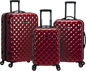 Rockland Quilt Hardside Expandable Spinner Wheel Luggage, Red, 3-Piece Set (20/24/28)