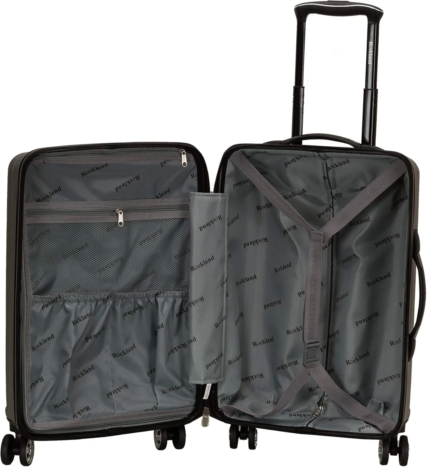 Rockland Skyline Hardside Spinner Wheel Luggage, Grey, 3-Piece Set (20/24/28)