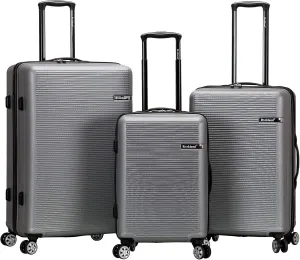 Rockland Skyline Hardside Spinner Wheel Luggage, Silver, 3-Piece Set (20/24/28)