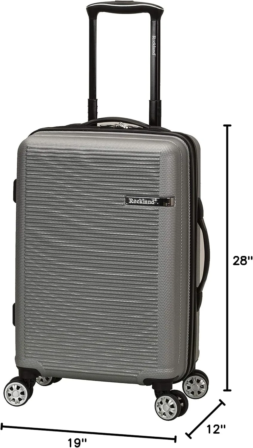 Rockland Skyline Hardside Spinner Wheel Luggage, Silver, 3-Piece Set (20/24/28)