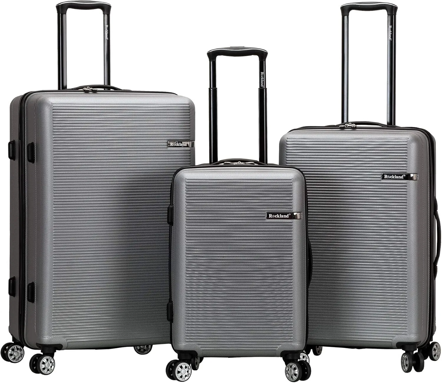 Rockland Skyline Hardside Spinner Wheel Luggage, Silver, 3-Piece Set (20/24/28)