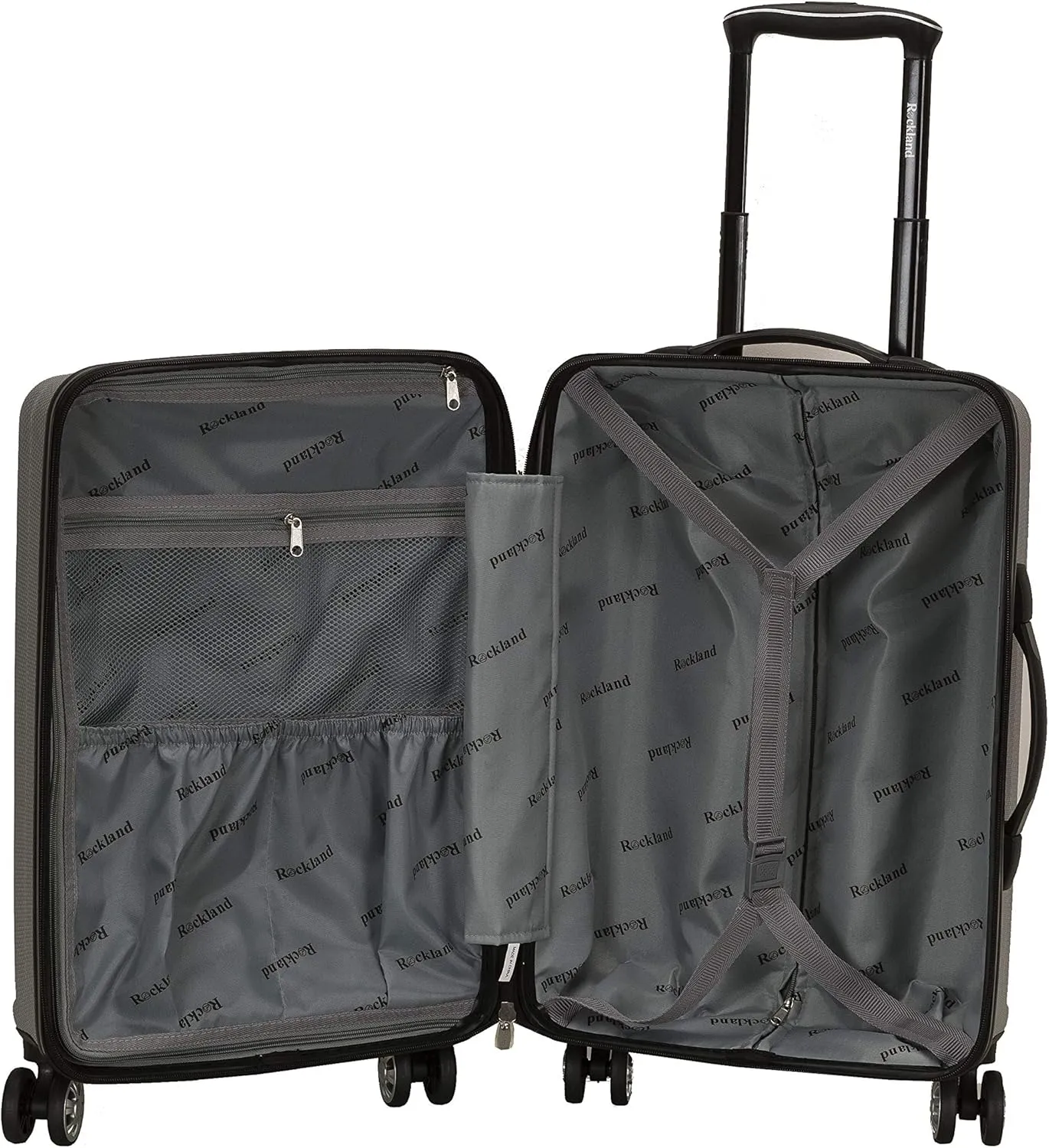 Rockland Skyline Hardside Spinner Wheel Luggage, Silver, 3-Piece Set (20/24/28)