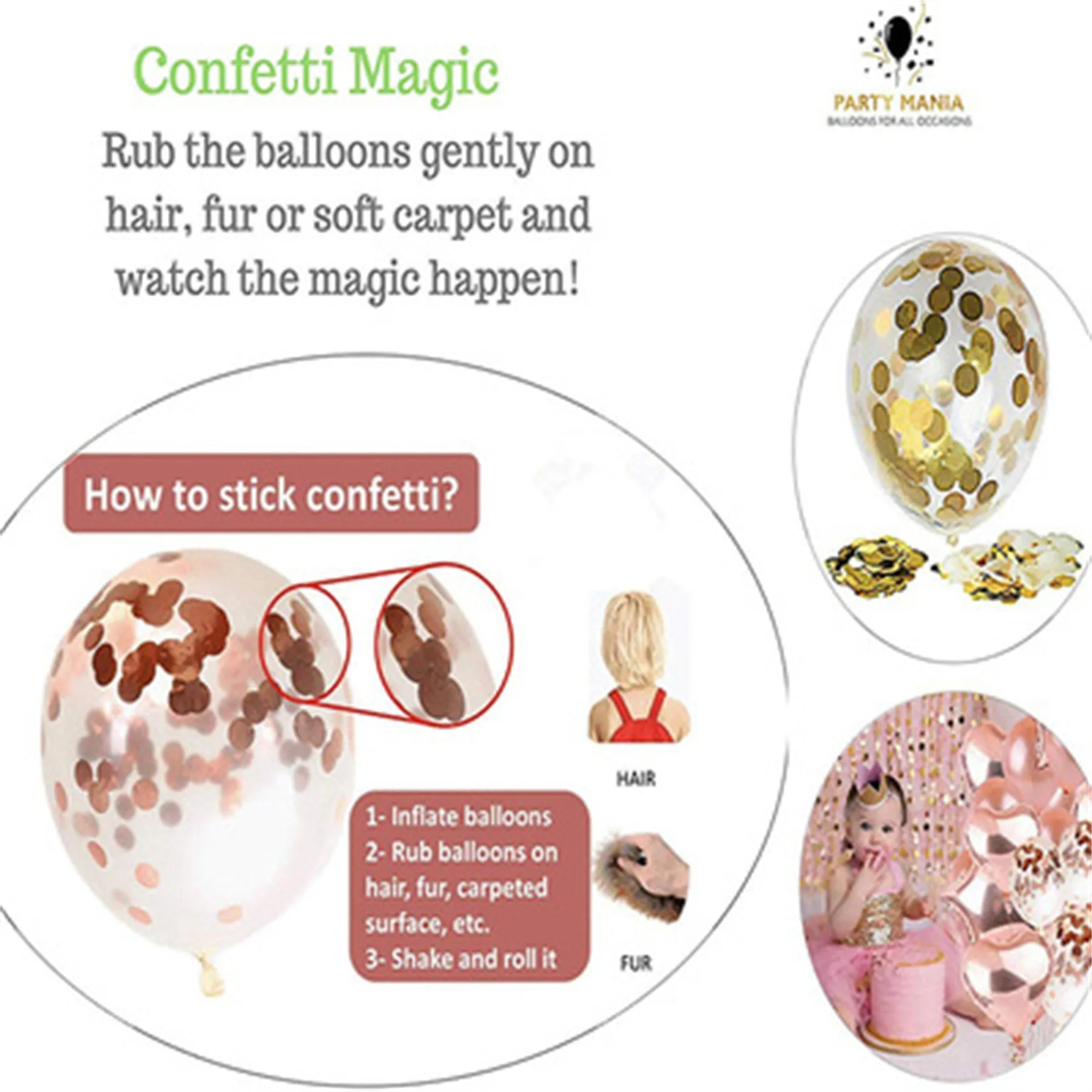Rose gold party confetti balloon set 72 piece set