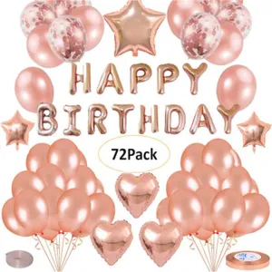 Rose gold party confetti balloon set 72 piece set