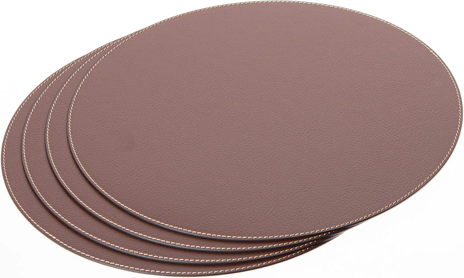 Round Placemats Set (Pack of 4) Recycled Leather Table Mats 15 inches, Kitchen Dining Table Decor by Nikalaz (Brown)