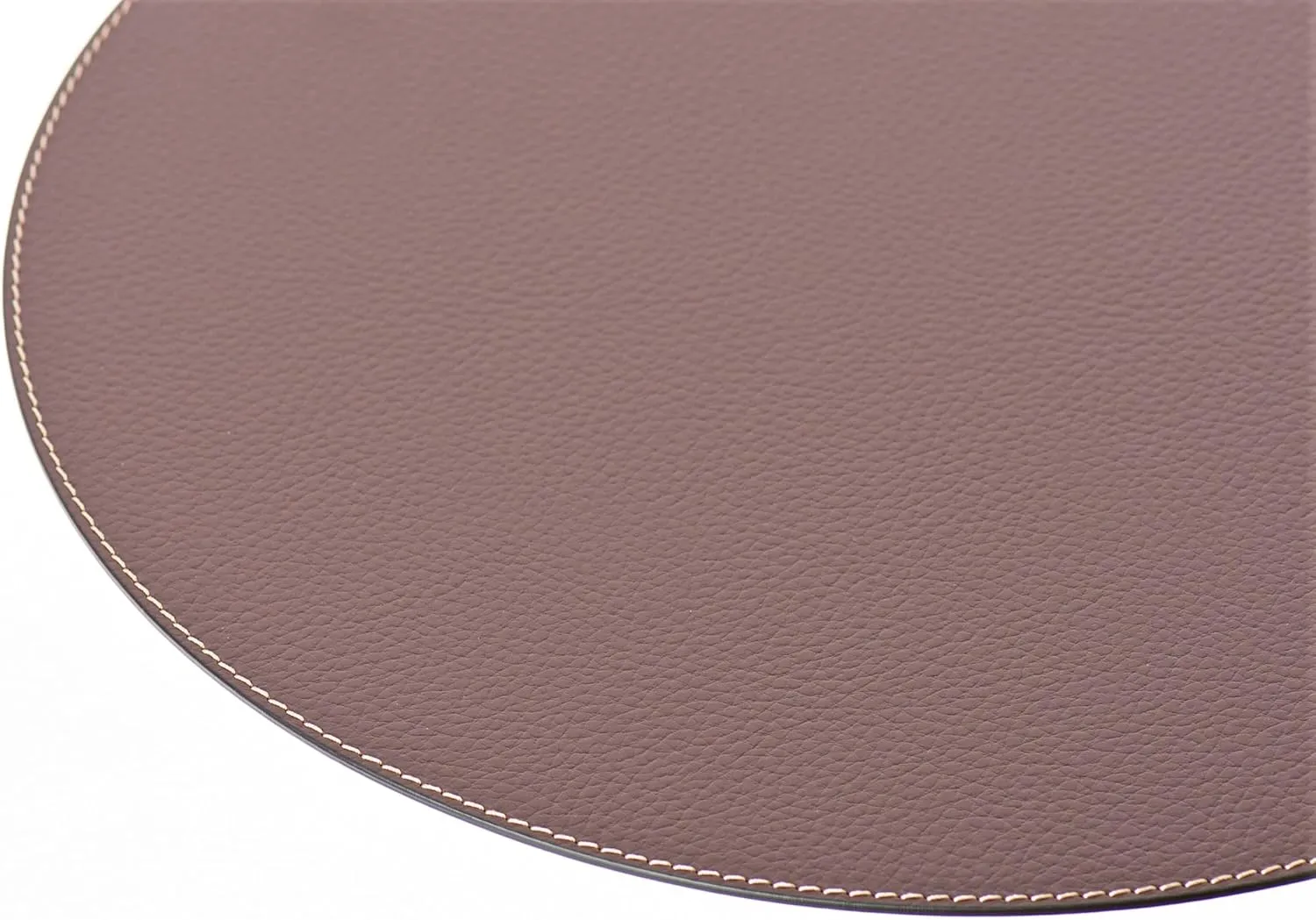 Round Placemats Set (Pack of 4) Recycled Leather Table Mats 15 inches, Kitchen Dining Table Decor by Nikalaz (Brown)