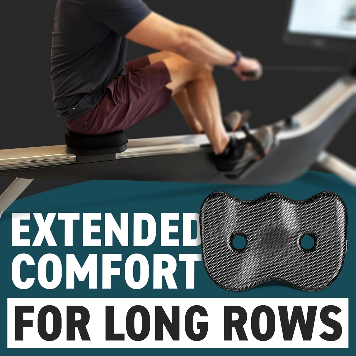 Rowing Machine Seat Cushion Compatible with Concept 2 Rower - Seat Pad for Comfort & Support - Also Fits Hydrow, Peloton & More - Rowing Accessories