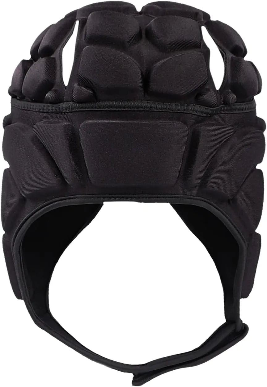 Rugby Helmet Soft Shell Headgear 7v7 Soccer Goalie Foam Padded Head Protector Support Goalkeeper Adjustable Autism Helmet Rugby Flag Football Helmet for Youth Adults